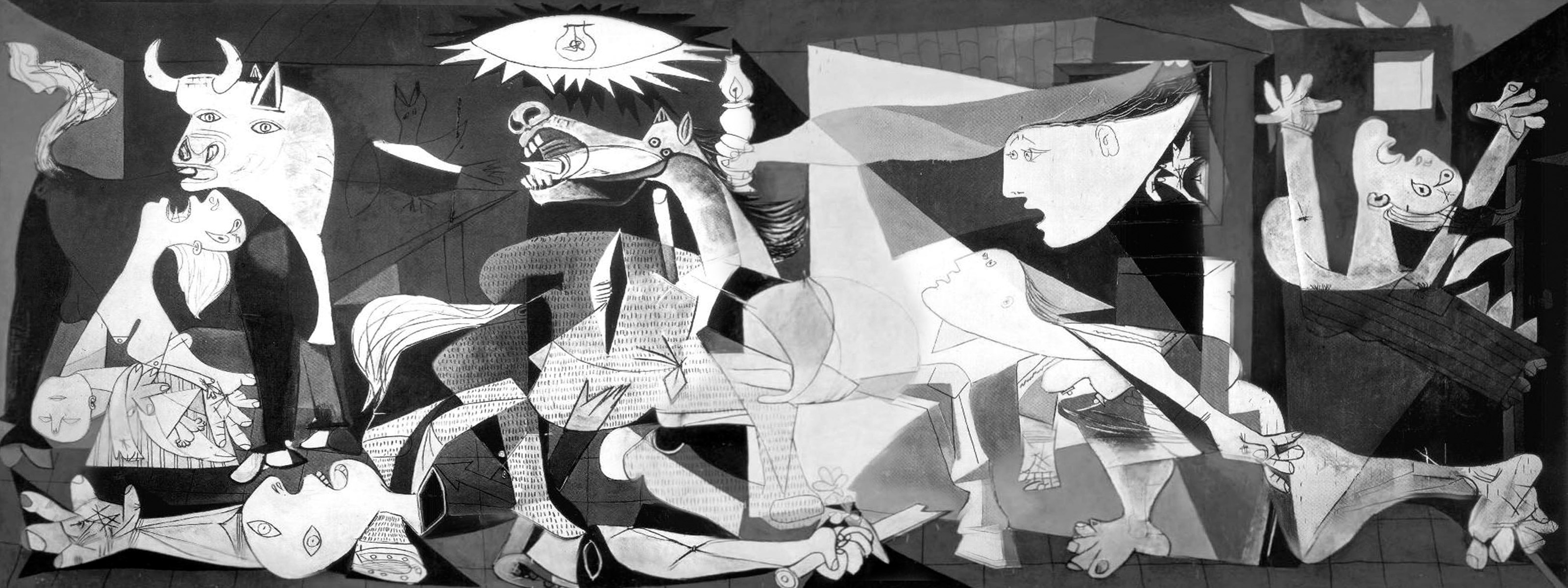Picassos maleri Guernica ble kjent som et anti-krigs symbol som viste den logiske feilslutningen krig ofte er, et enten eller argument. Kun en side, ett perspektiv er vist i maleriet.