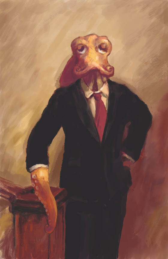 Octodad oil painting